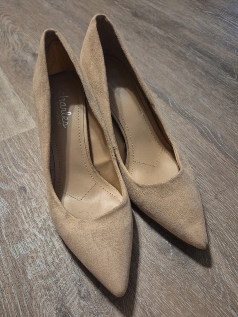 Charlies Beige Pointed Suede Pumps